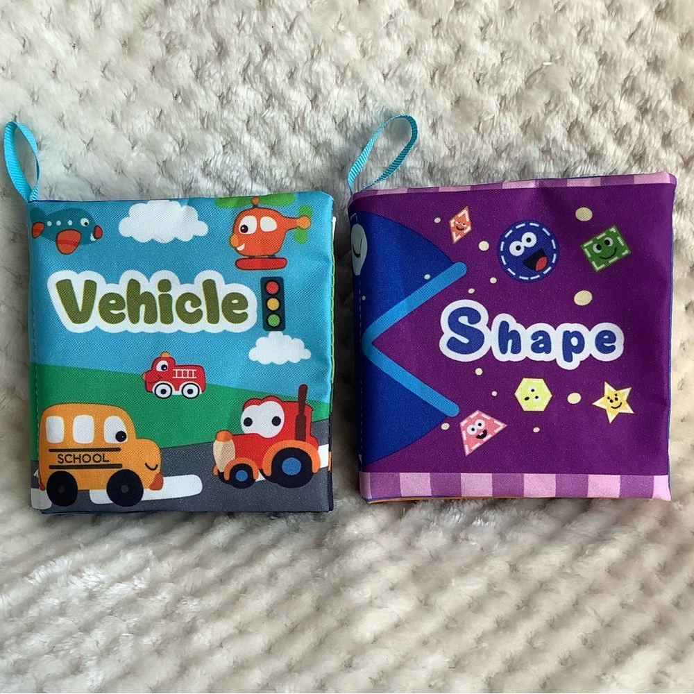 BeeBeeRun Set of Sensory Learning Soft Books Vehicle and Shape